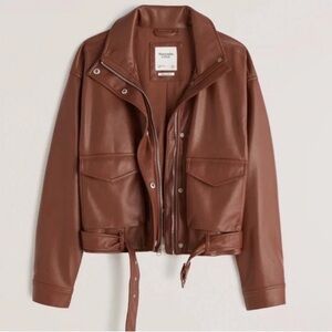 Abercrombie Faux Leather Utility Bomber Jacket